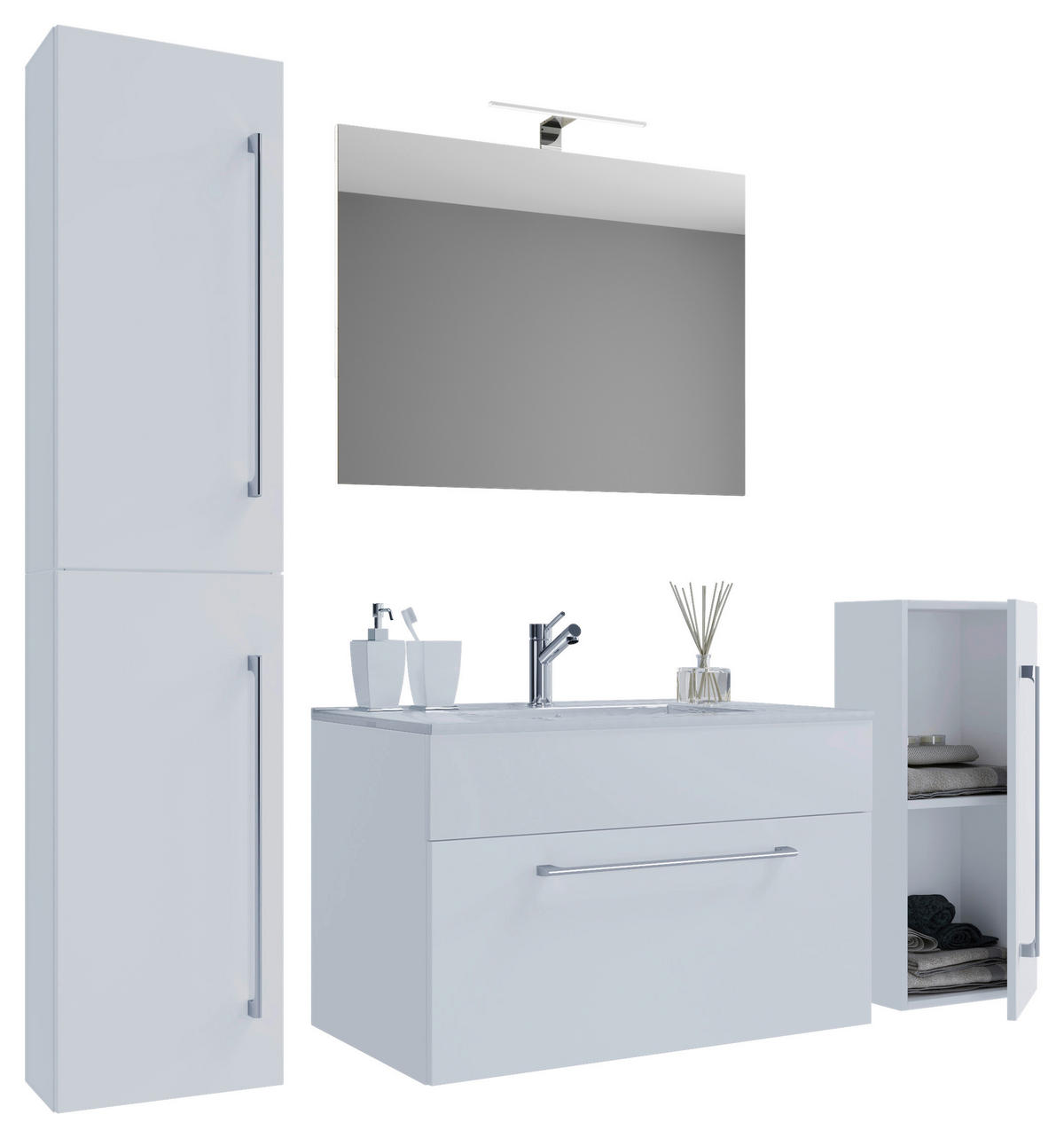 Waschplatz 5tlg-Badinos weiß B/H/T: ca. 60x50x46 cm 5tlg-Badinos - weiß (60,00/50,00/46,00cm) - VCM Möbel