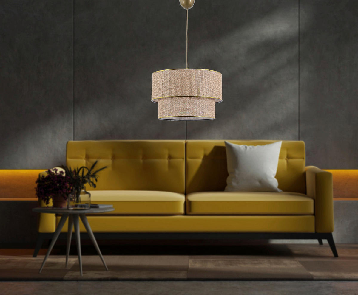 Opviq Pendelleuchte Coral ecru braun Metall Baumwolle B/H/T/L/D: ca. 30x70x30x30x30 cm E27 1 Brennstellen Coral - braun/ecru (30,00/30,00/70,00cm) - Opviq