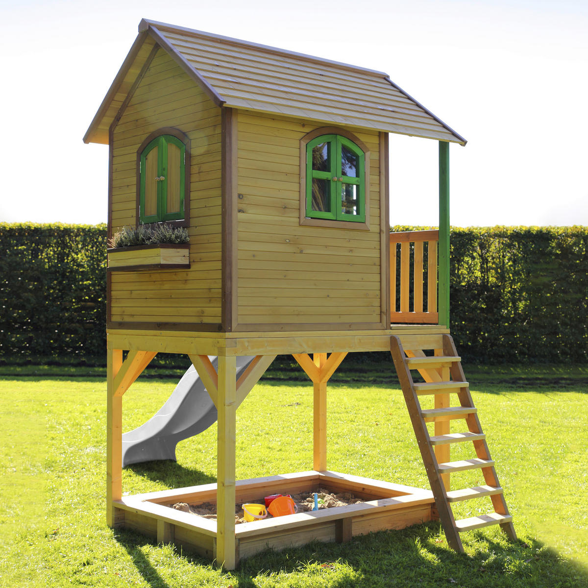 AXI Spielhaus Sarah braun B/H/L: ca. 370x2914x191 cm Sarah - braun/weiß (191,00/370,00/2914,00cm) - AXI