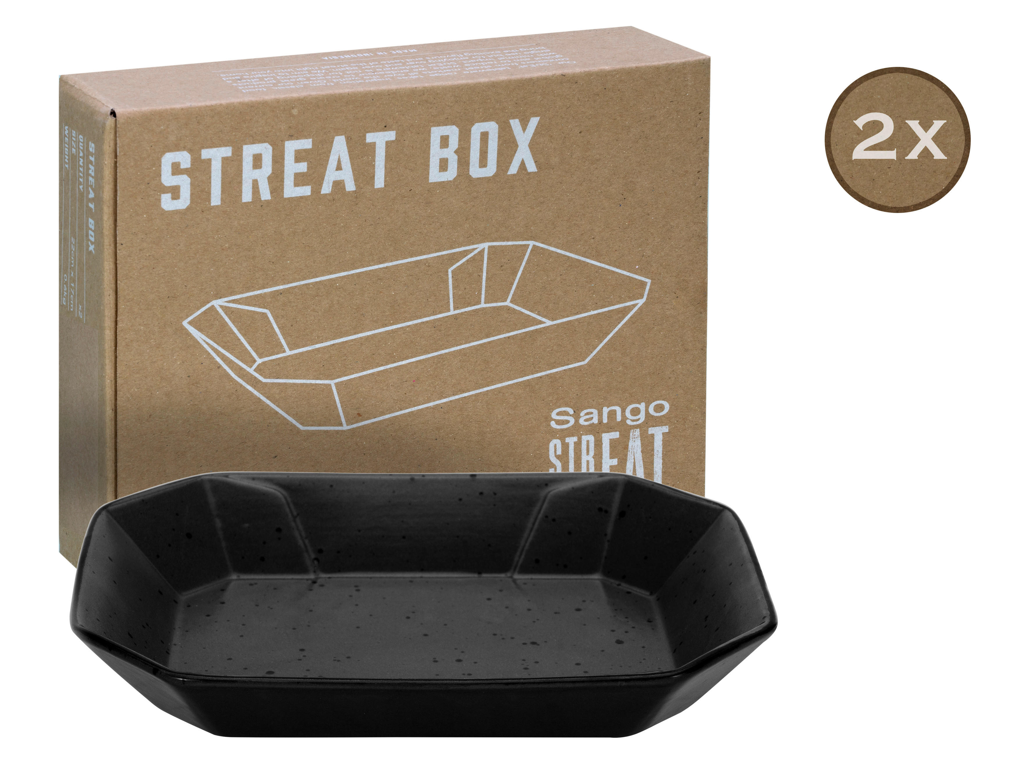 CreaTable Servierset Streat Box schwarz Steinzeug B/T: ca. 17x22 cm Streat Box - schwarz (17,00/22,00cm) - CreaTable