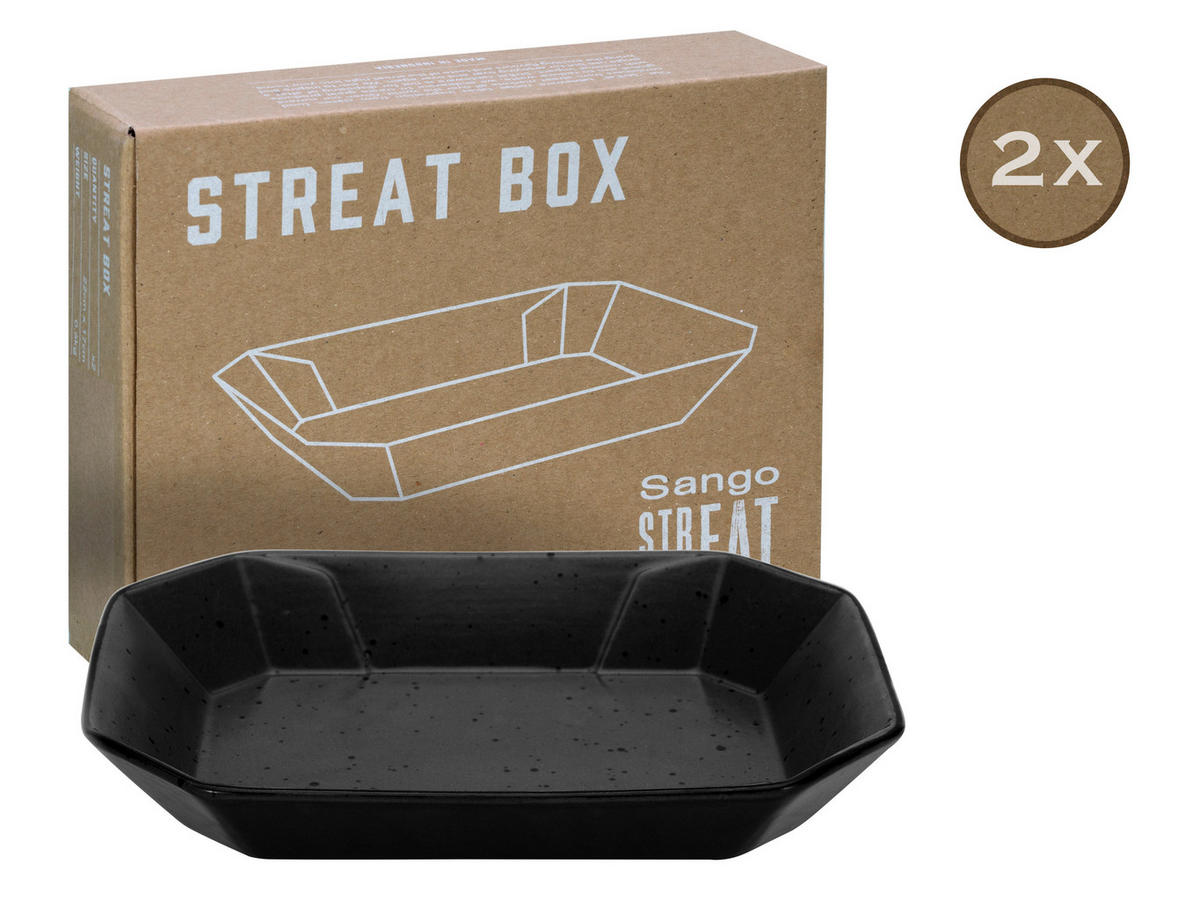 CreaTable Servierset Streat Box schwarz Steinzeug B/T: ca. 17x22 cm Streat Box - schwarz (17,00/22,00cm) - CreaTable