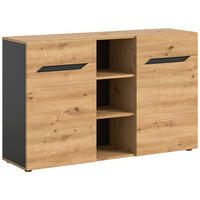 Sideboard Caserta basaltgrau Nachbildung Artisan Oak Nachbildung B/H/T: ca. 130x81x37 cm Caserta - basaltgrau (130,00/81,00/37,00cm) - xonox.home
