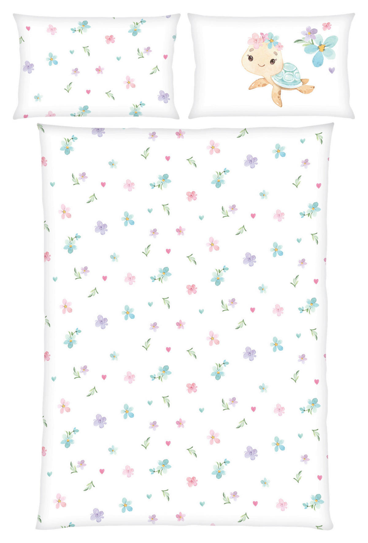 Flanell Bettwäsche Little Turtle Flanell Multi Baumwolle B/L: ca. 100x135 cm Little Turtle - Multi (100,00/135,00cm)