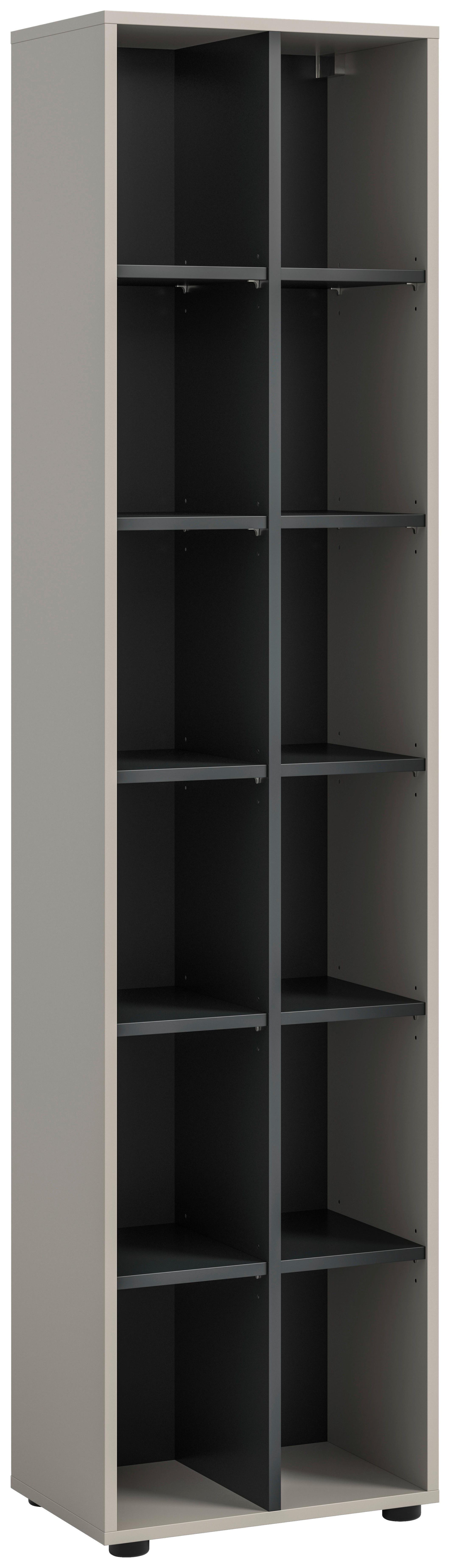 Regal Noida Kaschmirgrau Nachbildung schwarz B/H/T: ca. 192x45x35 cm Noida - schwarz (192,00/45,00/35,00cm) - xonox.home