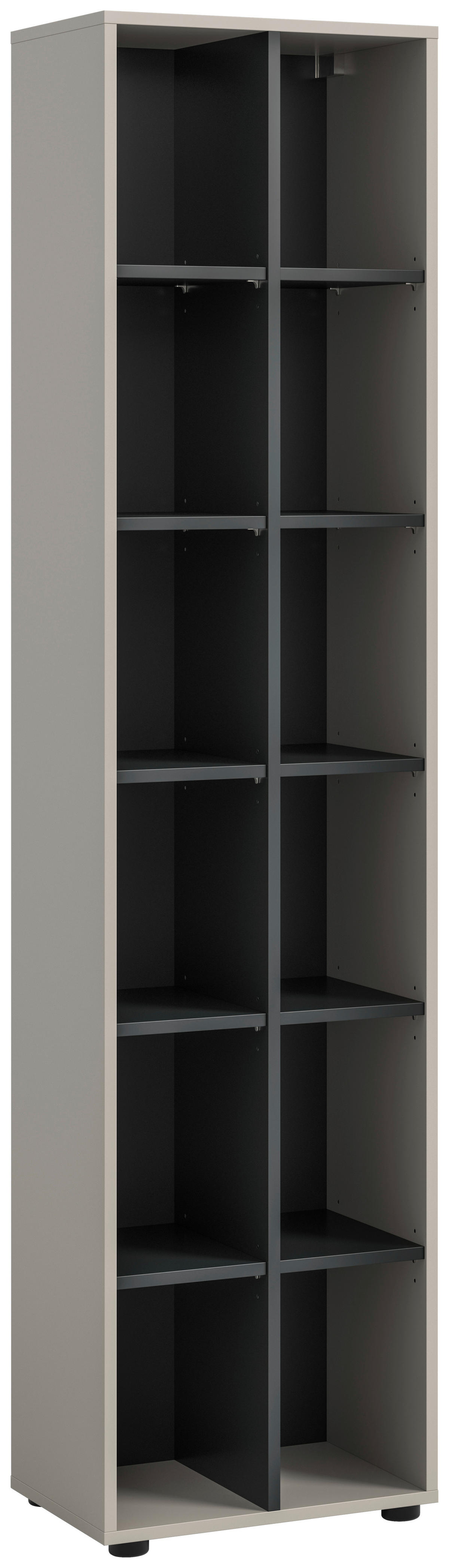 Regal Noida Kaschmirgrau Nachbildung schwarz B/H/T: ca. 192x45x35 cm Noida - schwarz (192,00/45,00/35,00cm) - xonox.home