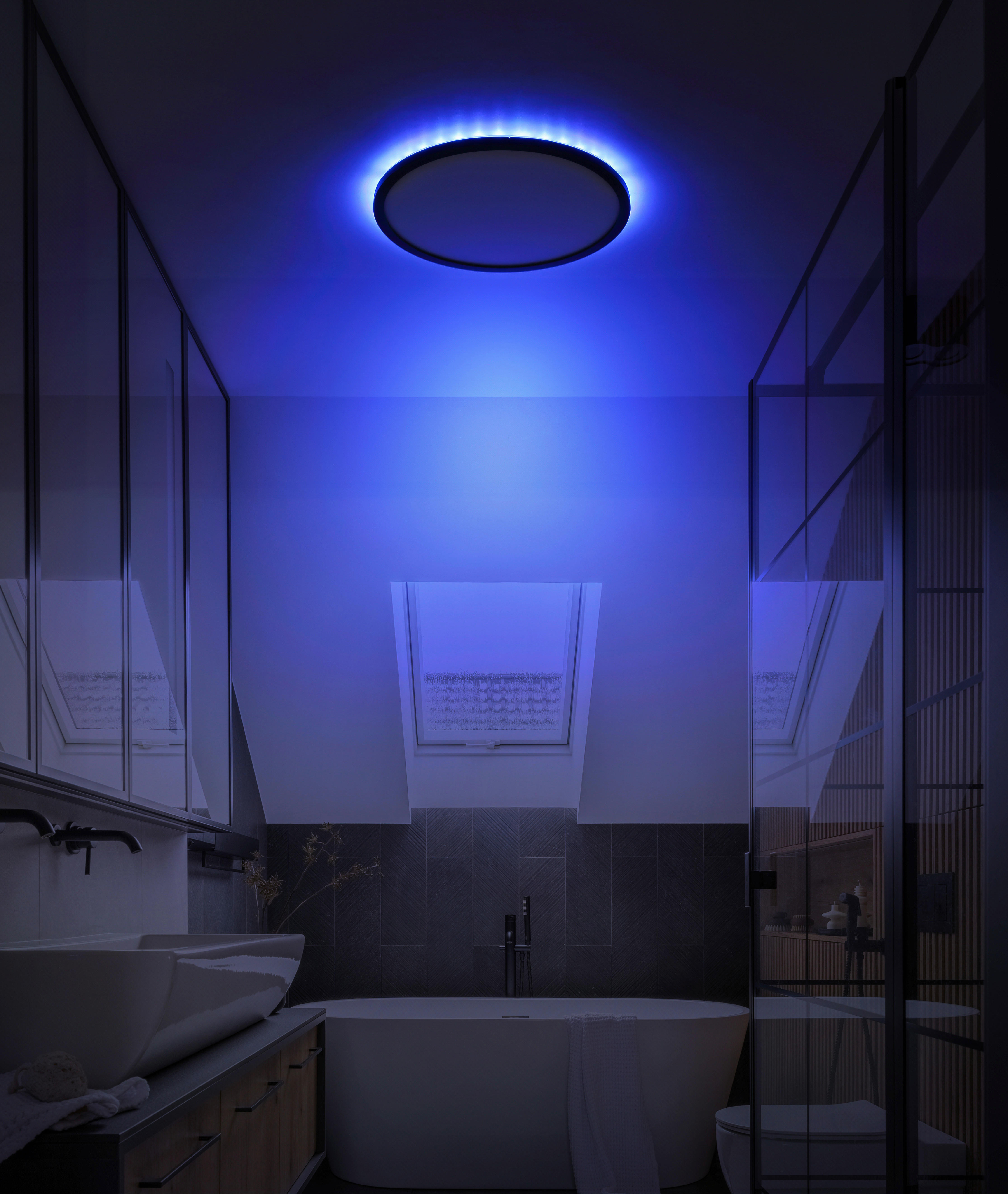 GLOBO LED-Deckenleuchte schwarz Opal Kunststoff H/D: ca. 2,5x29,4 cm SAPANA - schwarz/Opal (29,40/2,50cm) - GLOBO