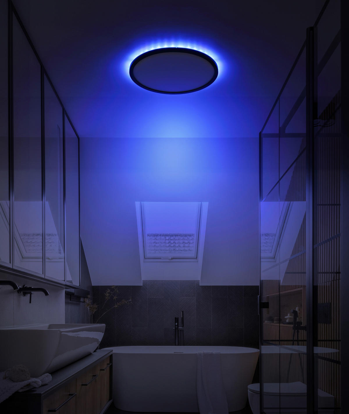GLOBO LED-Deckenleuchte schwarz Opal Kunststoff H/D: ca. 2,5x29,4 cm SAPANA - schwarz/Opal (29,40/2,50cm) - GLOBO