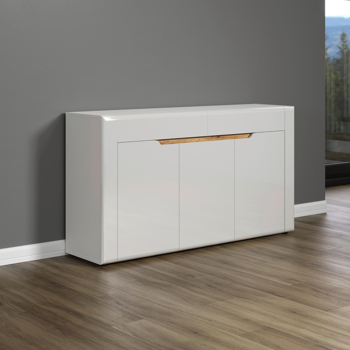 Sideboard Marlon Eiche Evoke Coast Nachbildung weiß Hochglanz B/H/T: ca. 150x84x40 cm Marlon - Eiche/weiß (150,00/84,00/40,00cm)