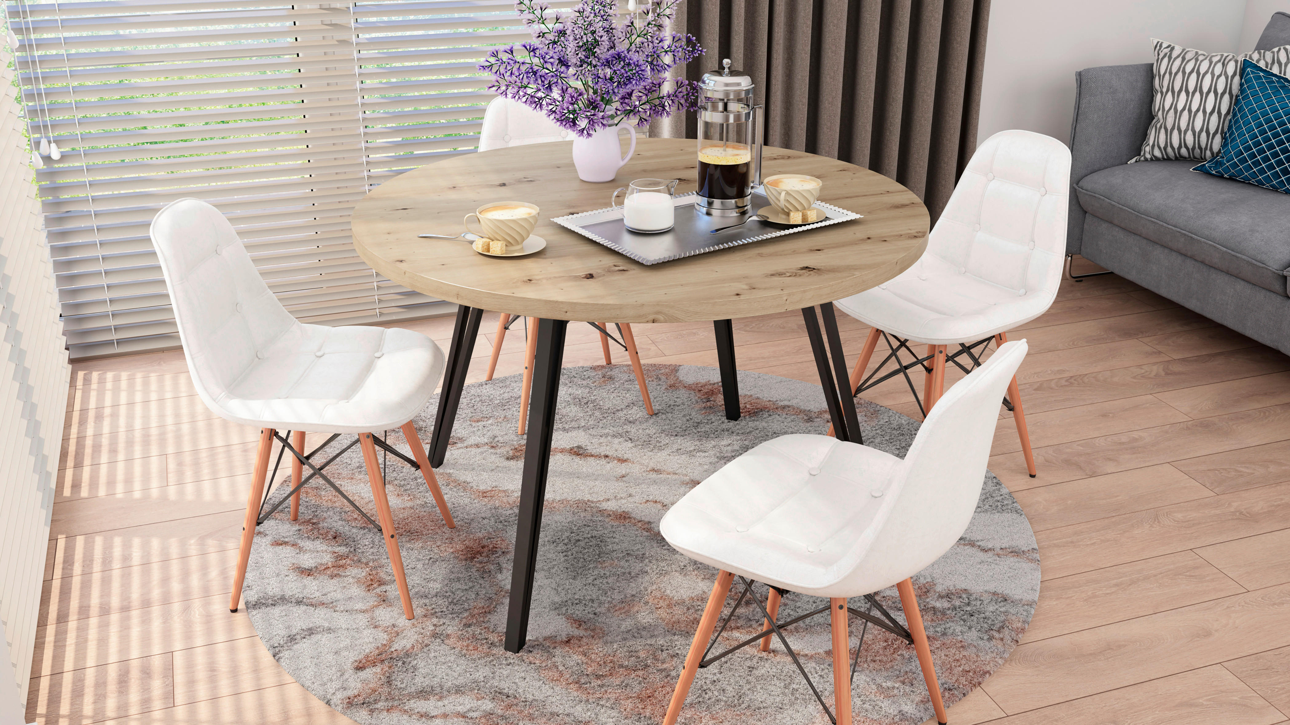 Tisch MARTA Eiche Artisan Nachbildung H/D: ca. 76x120 cm MARTA - Eiche/schwarz (120,00/76,00cm) - byLIVING