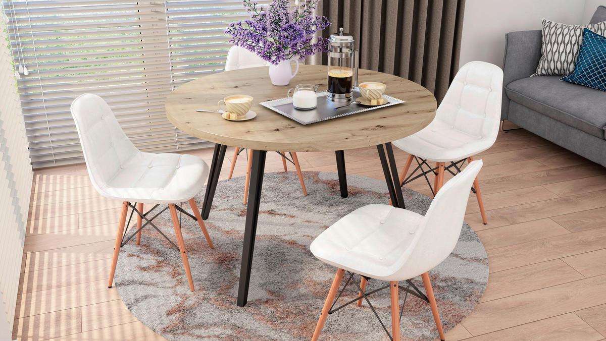 Tisch MARTA Eiche Artisan Nachbildung H/D: ca. 76x120 cm MARTA - Eiche/schwarz (120,00/76,00cm) - byLIVING
