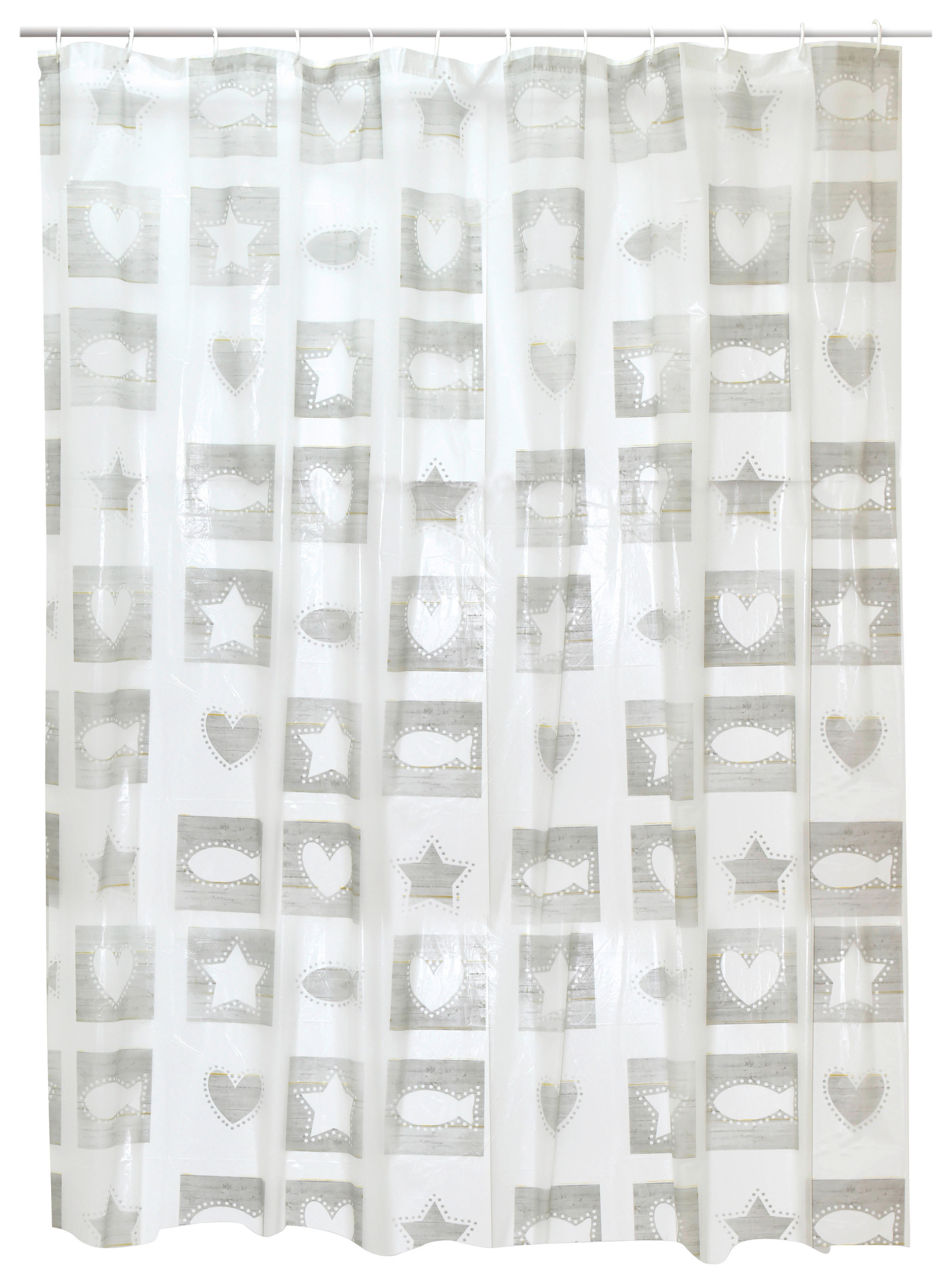 Duschvorhang weiß grau Kunststoff B/L: ca. 180x200 cm Duschvorhang_Fish - weiß/grau (180,00/200,00cm) - Acus
