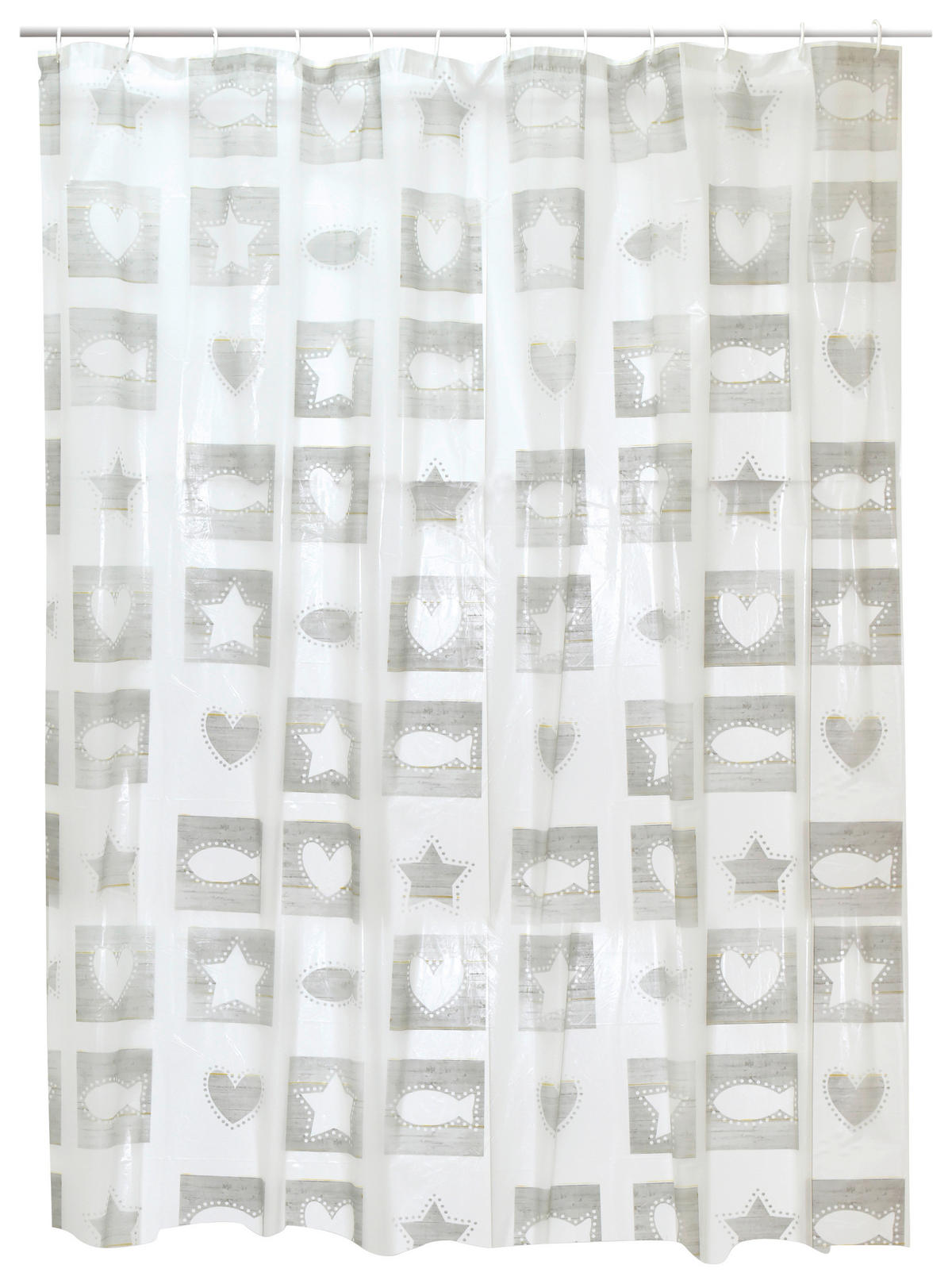 Duschvorhang weiß grau Kunststoff B/L: ca. 180x200 cm Duschvorhang_Fish - weiß/grau (180,00/200,00cm) - Acus