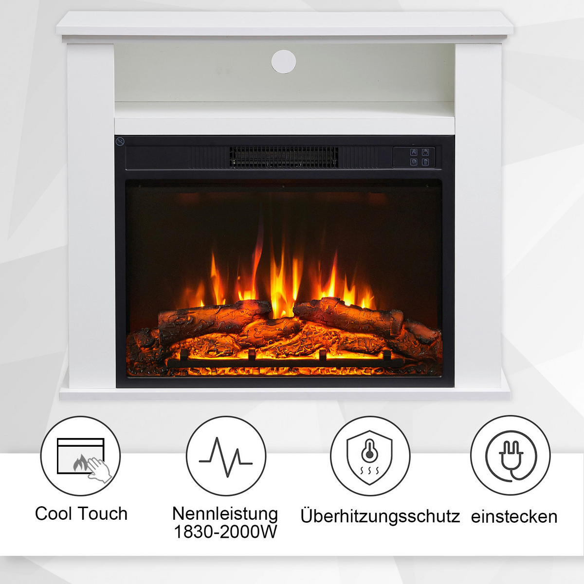 Balderia Elektrischer-Kamin Frida weiß B/H/T: ca. 78,3x64,7x23 cm ca. 2 W Elektrischer Kamin Frida - weiß (78,30/64,70/23,00cm) - Balderia