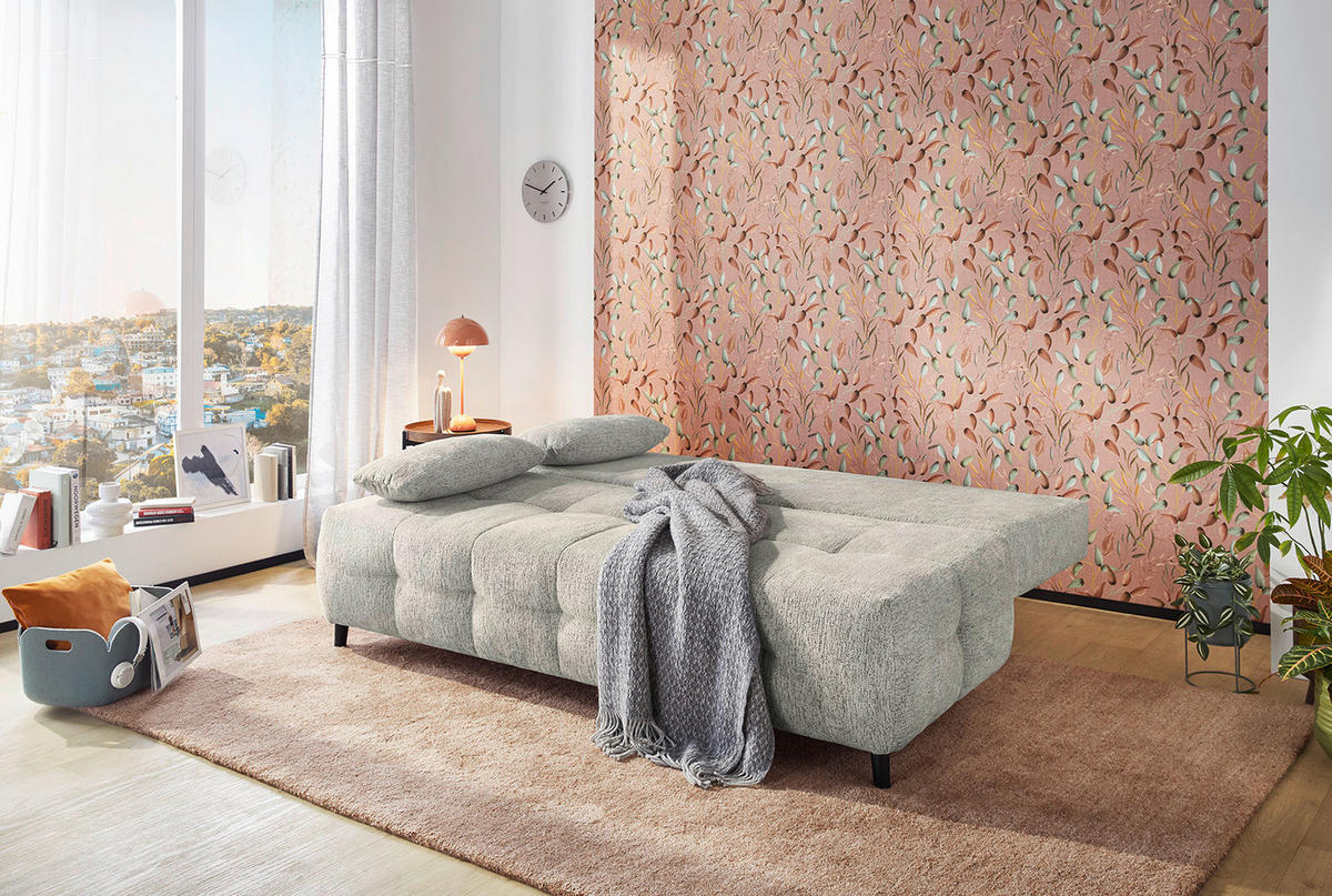 Schlafsofa  hellgrau B/H/T: ca. 207x93x104 cm Phil_Schlafsofa 51073774351943519 - hellgrau/schwarz (207,00/93,00/104,00cm)