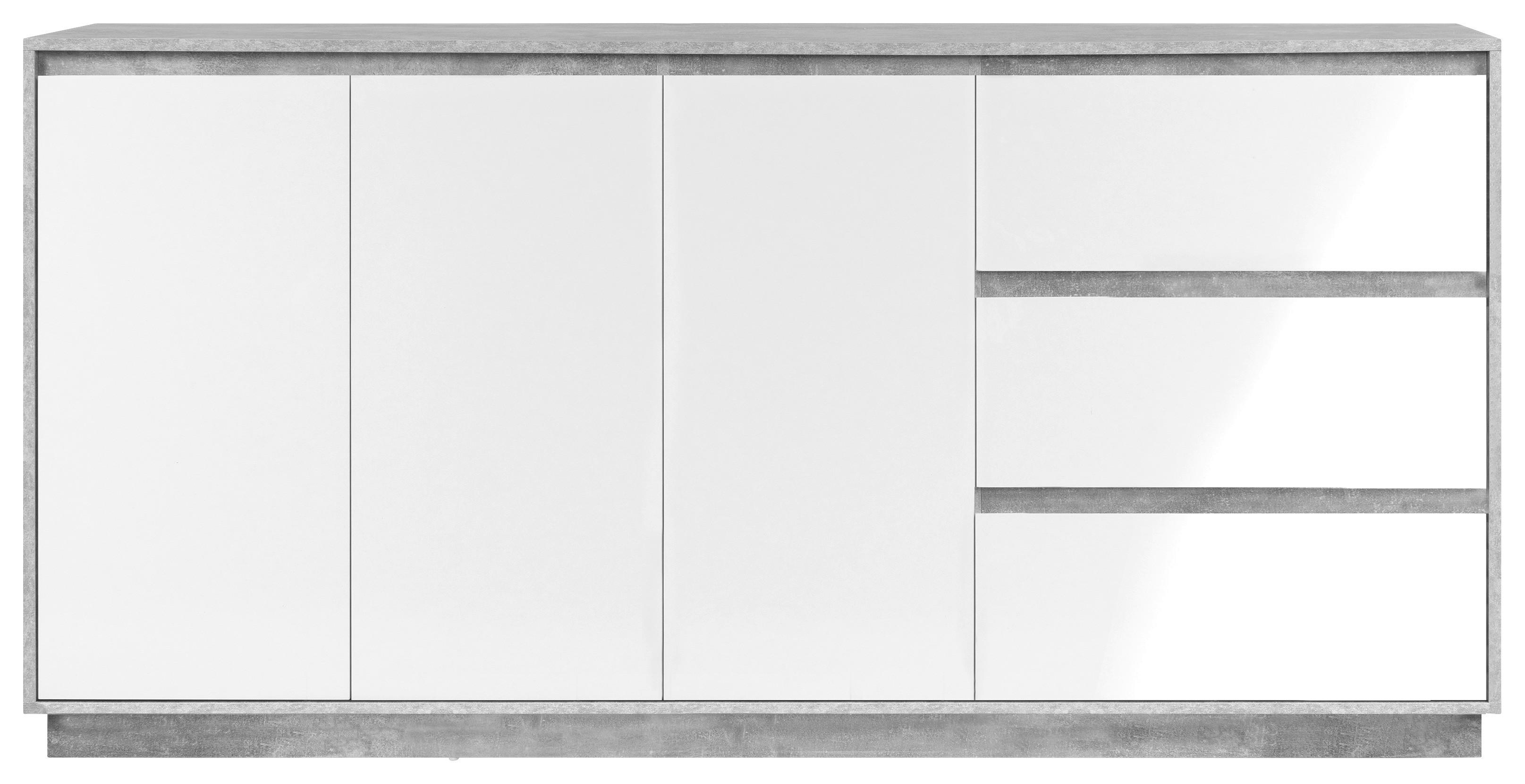 Sideboard Phoenix Beton Optik weiß glänzend B/H/T: ca. 178x88x40 cm