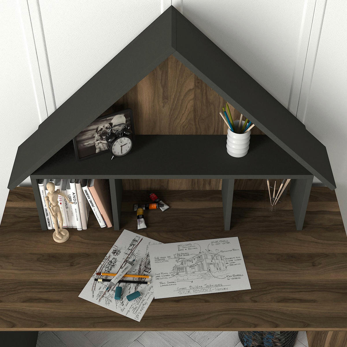 Schreibtisch Denver walnuss Nachbildung anthrazit B/H/T: ca. 120x148x60 cm Denver - walnuss/anthrazit (120,00/148,00/60,00cm) - moebel17