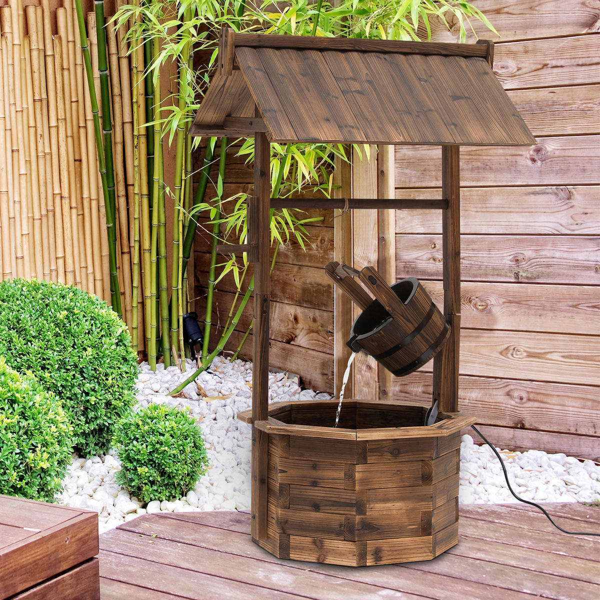 Outsunny Brunnen schwarz B/H/L: ca. 57x118x68 cm Gartenbrunnen - schwarz (68,00/57,00/118,00cm) - Outsunny