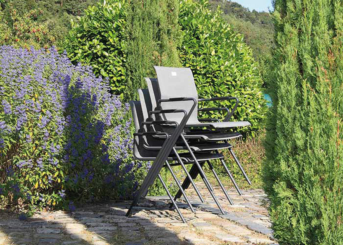 Acamp Gartenstuhl 6er-Set Alpha Tex anthrazit Aluminium B/H/T: ca. 55x83x57 cm Alpha Tex - anthrazit (55,00/83,00/57,00cm) - Acamp