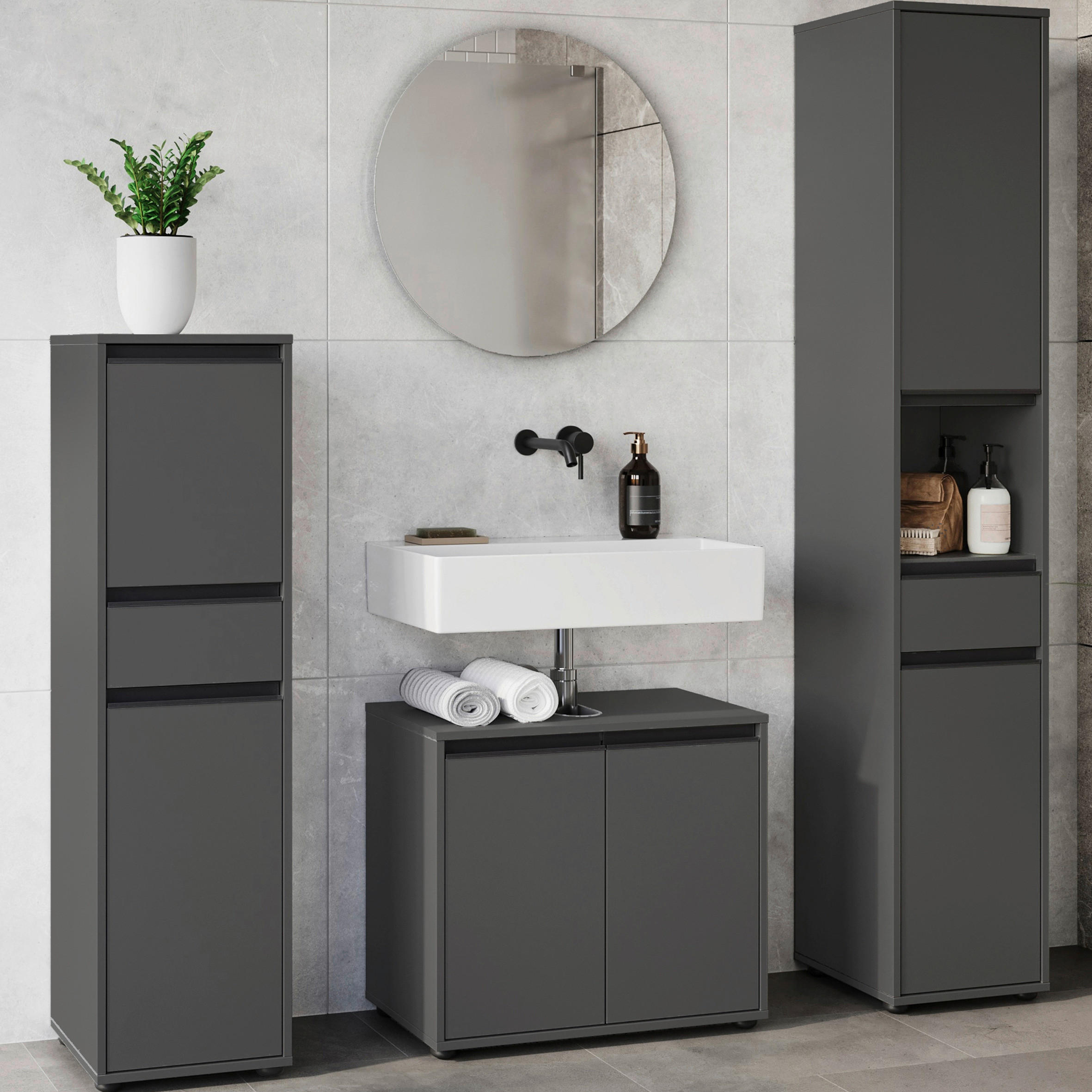 Badezimmer-Set 9931-547 Graphit B/H/T: ca. 156x190x34 cm 9931-547 - Graphit (156,00/190,00/34,00cm) - Germania