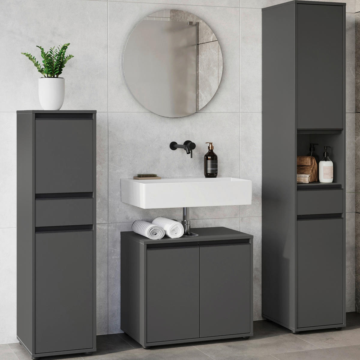 Badezimmer-Set 9931-547 Graphit B/H/T: ca. 156x190x34 cm 9931-547 - Graphit (156,00/190,00/34,00cm) - Germania