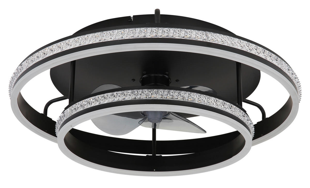 GLOBO LED-Deckenventilator Rauch klar mattschwarz H/D: ca. 20x60 cm max. 40 W KENDALL - klar/mattschwarz (60,00/20,00cm) - GLOBO