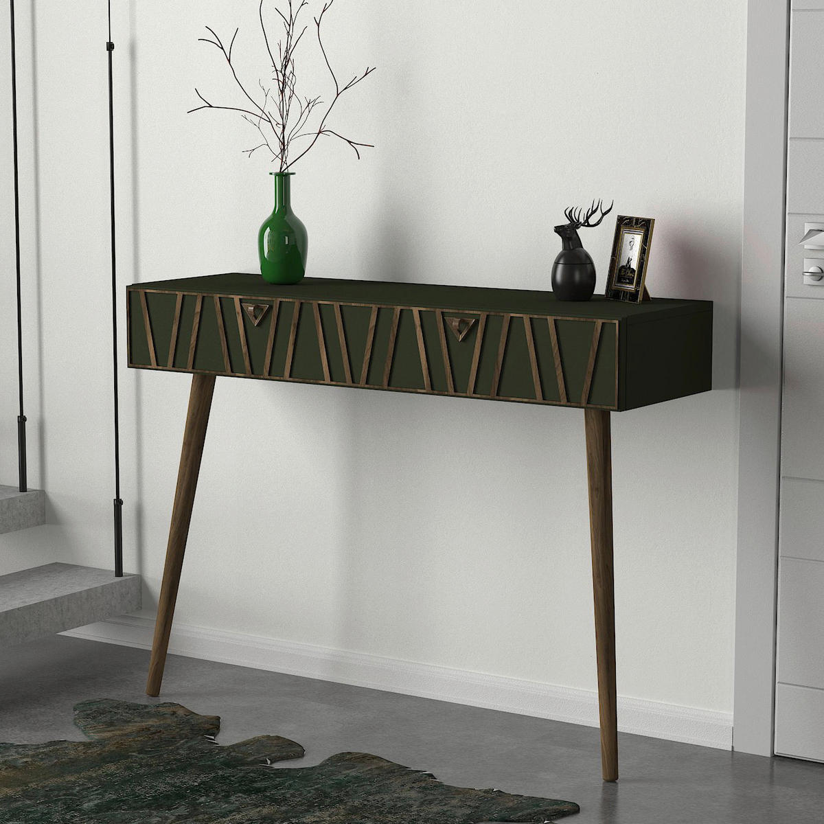 Konsolentisch Forest walnuss Nachbildung grün Spanplatte B/H/T: ca. 120x90x36 cm Forest - walnuss/grün (120,00/90,00/36,00cm) - moebel17