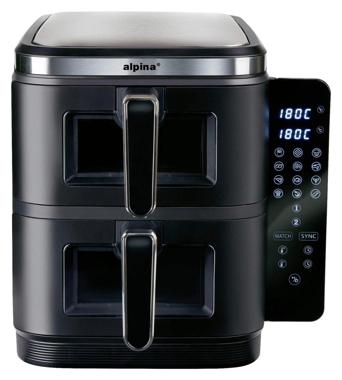 Heißluftfritteuse 871125239950 schwarz Kunststoff B/H/L: ca. 29x38x35 cm ca. 5,5 l Doppel-Heißluftfritteuse - schwarz (35,00/29,00/38,00cm)