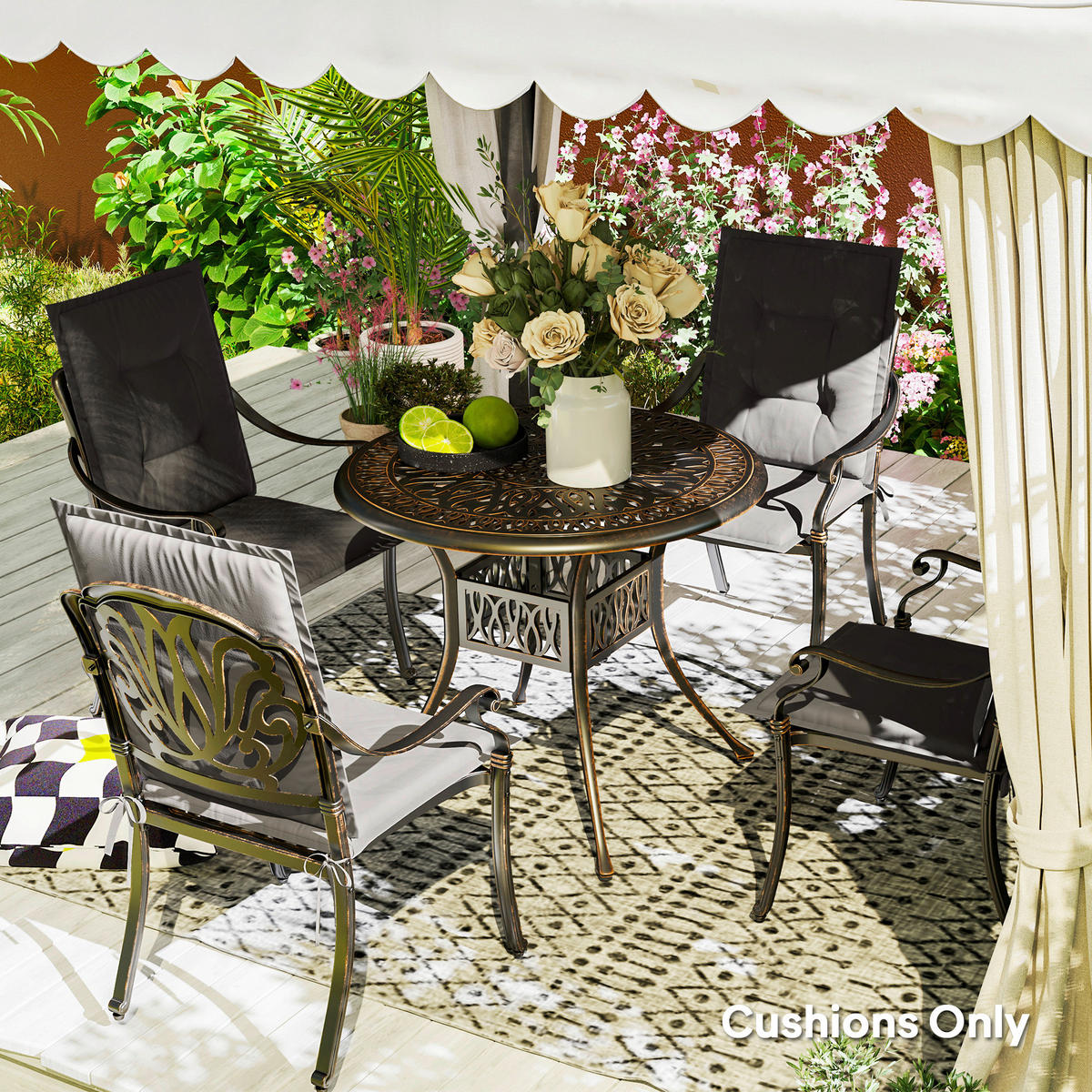 Outsunny Sitzkissen 4er Set dunkelgrau Polyester B/H/L: ca. 50x5x108 cm Sitzkissen 4er Set - dunkelgrau (108,00/50,00/5,00cm) - Outsunny