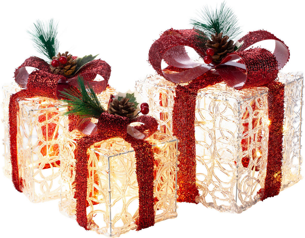 POCOline LED-Geschenkbox warmweiß Kunststoff LED-Geschenkboxenset_3tlg. - warmweiß - POCOline