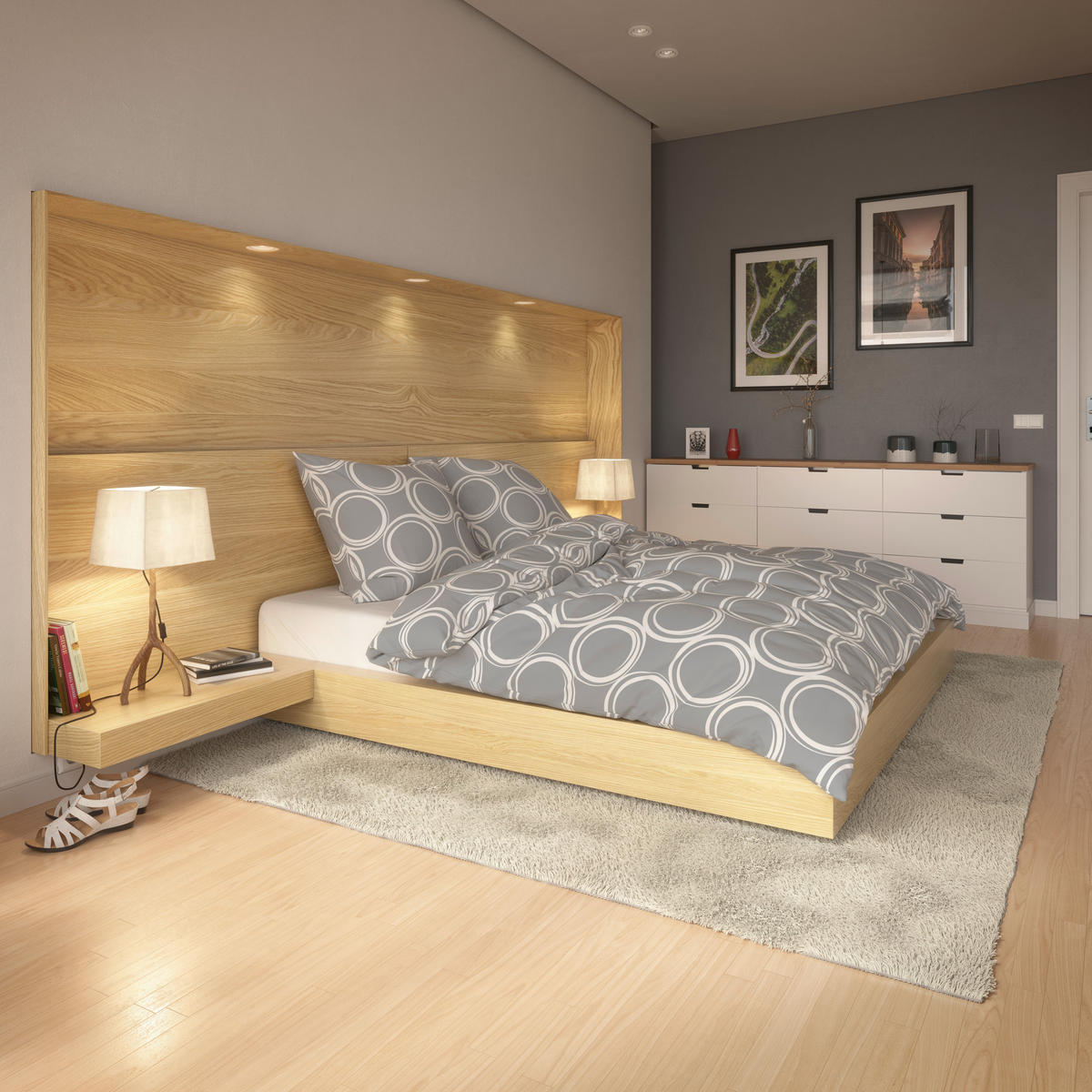 Microfaser Bettwäsche Fleece Bettwäsche_Fleece Kreise 135x200cm - hellgrau/weiß (135,00/200,00cm)