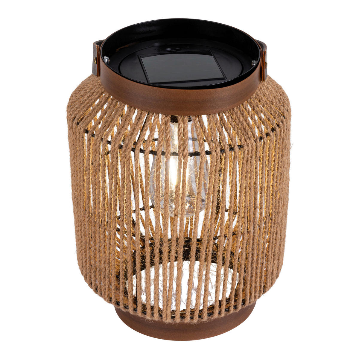 LED-Solarleuchte 5292727 natur Hanfseil Metall H/D: ca. 29x22 cm LED Solarleuchte "KORBINIAN" - natur (22,00/29,00cm) - Näve Leuchten