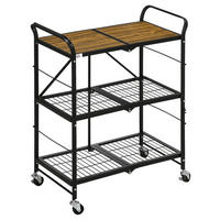 HOMCOM Rollwagen braun MDF B/H/L: ca. 35x68x85 cm Rollwagen - braun/schwarz (85,00/35,00/68,00cm) - HOMCOM