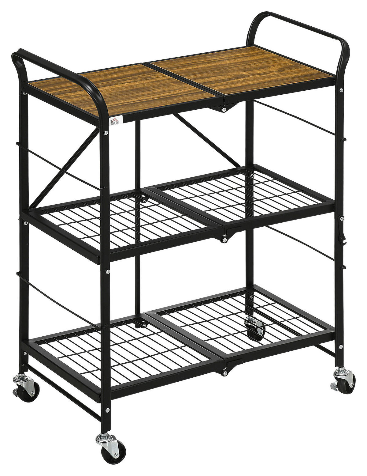 HOMCOM Rollwagen braun MDF B/H/L: ca. 35x68x85 cm Rollwagen - braun/schwarz (85,00/35,00/68,00cm) - HOMCOM