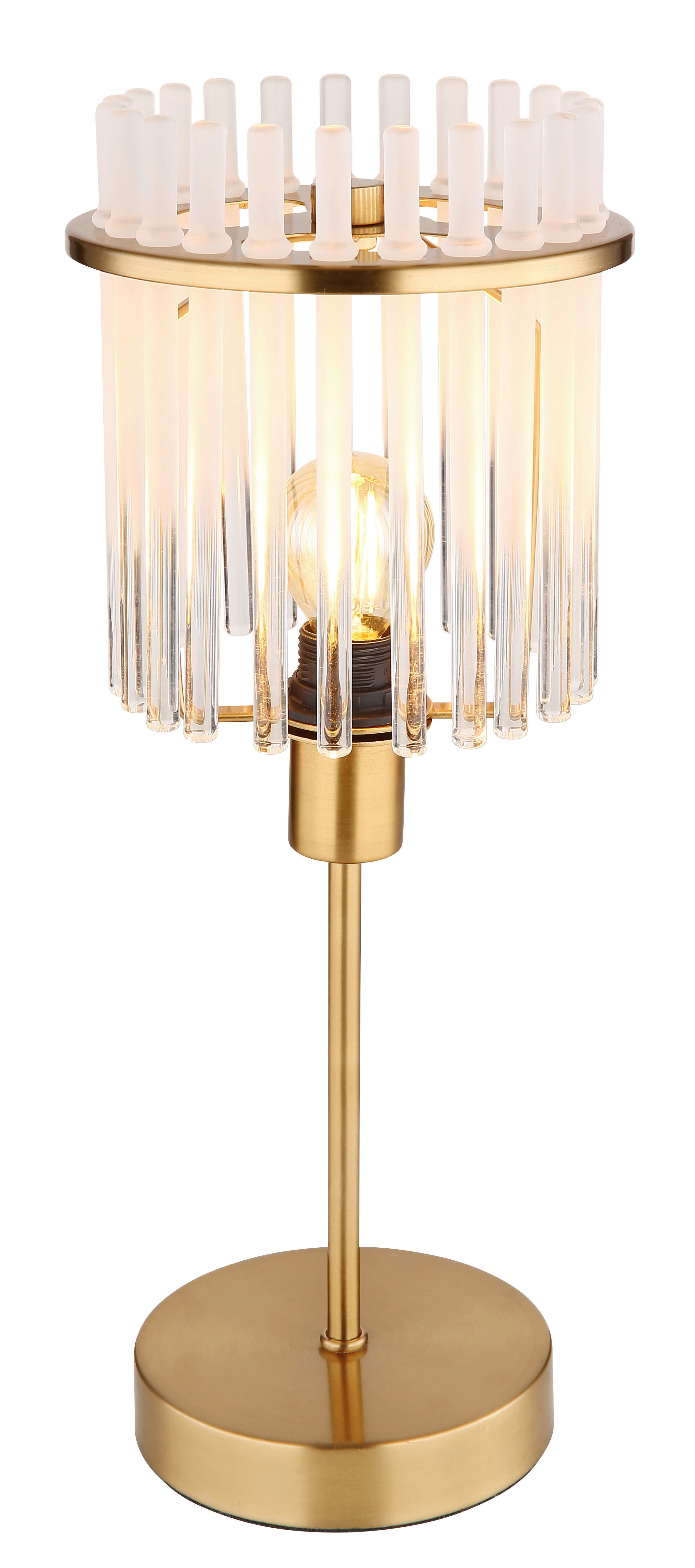 GLOBO Tischleuchte gold klar Metall H/D: ca. 37,5x15 cm E14 1 Brennstellen GORLEY - gold/klar (15,00/37,50cm) - GLOBO