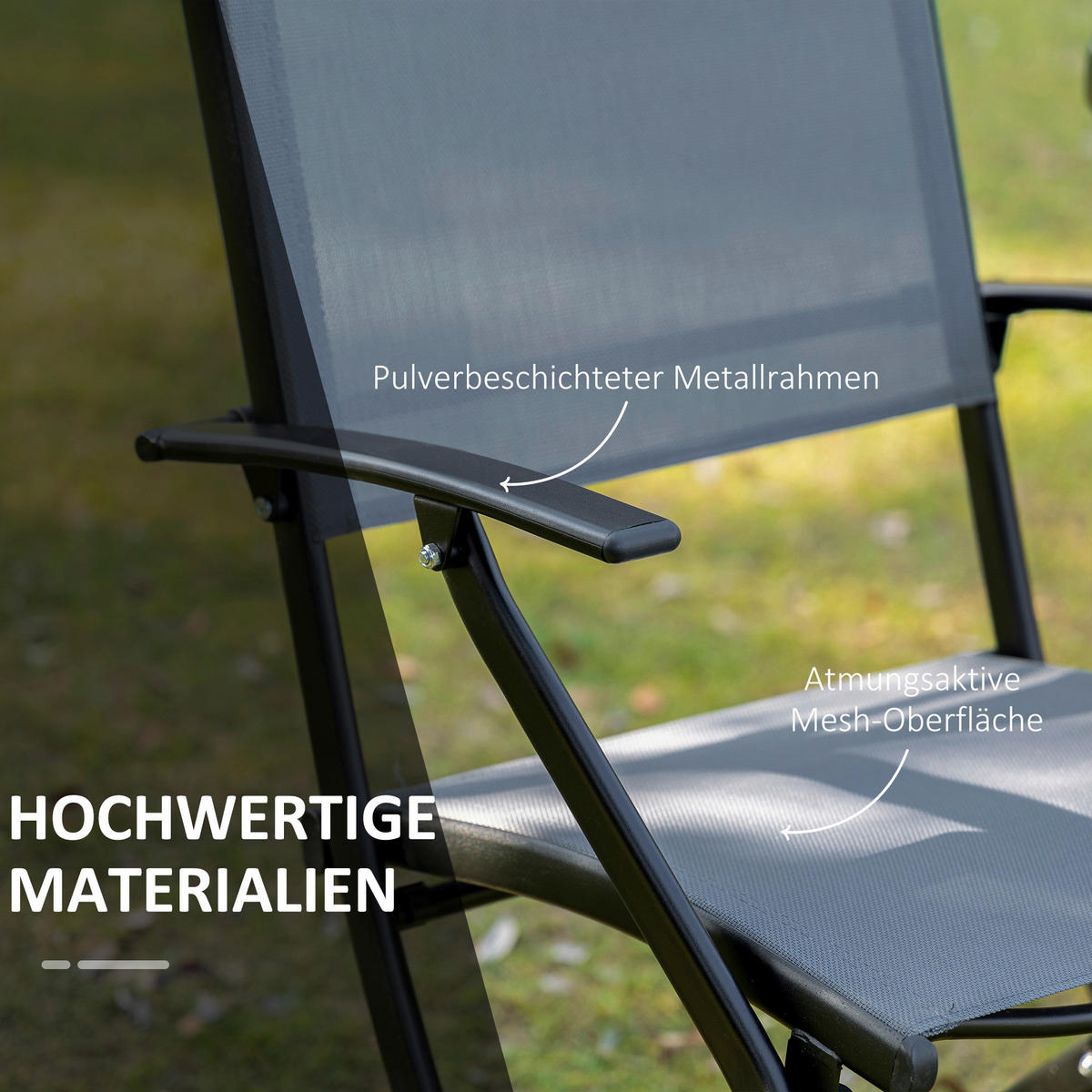 Outsunny Sitzgruppe schwarz Metall B/H/L: ca. 60x70x60 cm Sitzgruppe - schwarz/grau (60,00/60,00/70,00cm) - Outsunny