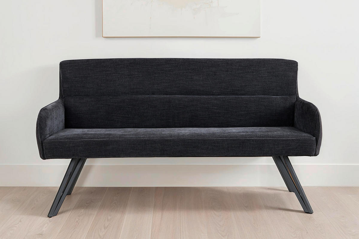 Sitzbank TINO schwarz Metall Microfaser B/H/T: ca. 160x94x67 cm TINO - schwarz (160,00/94,00/67,00cm) - byLIVING