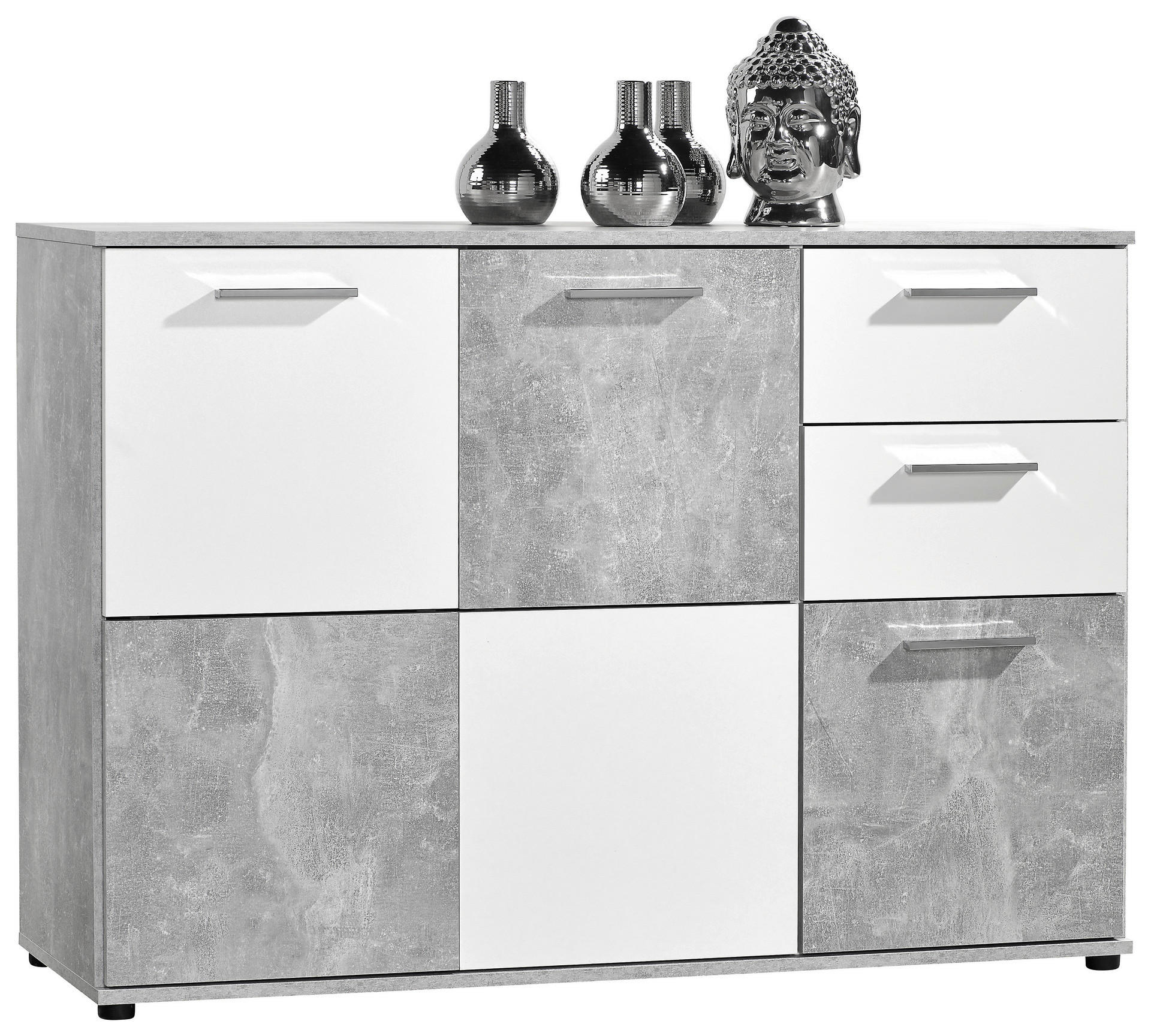 Kommode Zero Beton Optik weiß B/H/T: ca. 117x82x39 cm Zero - weiß (117,00/82,00/39,00cm)