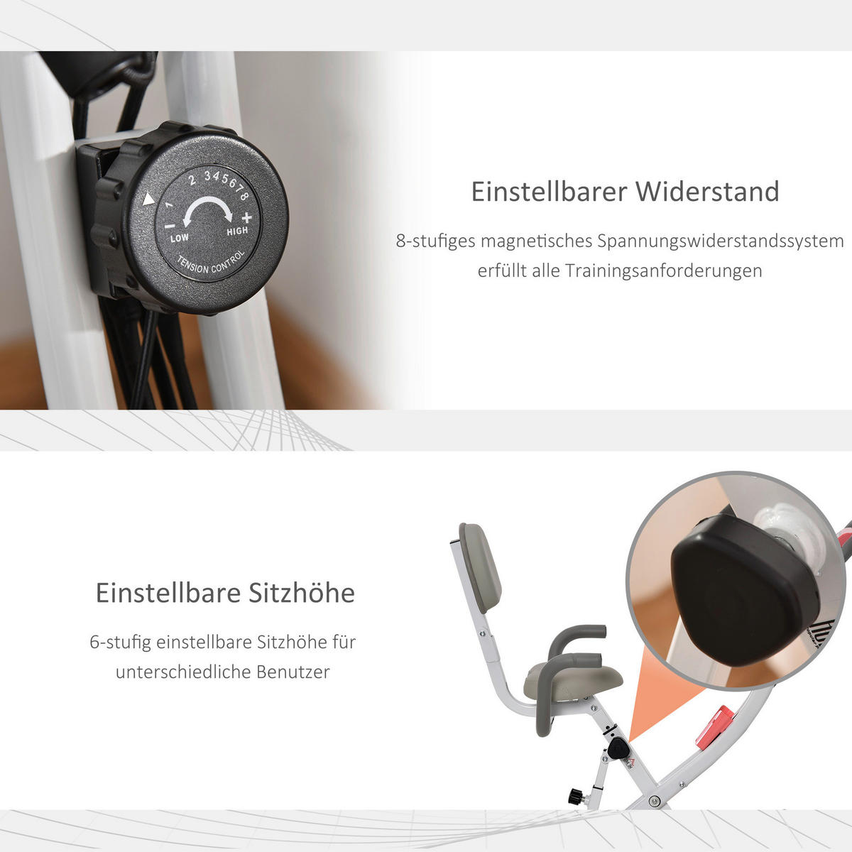 HOMCOM Fitness-Zubehör rosa Polypropylen B/H/L: ca. 51x97x115 cm Heimtrainer - weiß/rosa (115,00/51,00/97,00cm) - HOMCOM