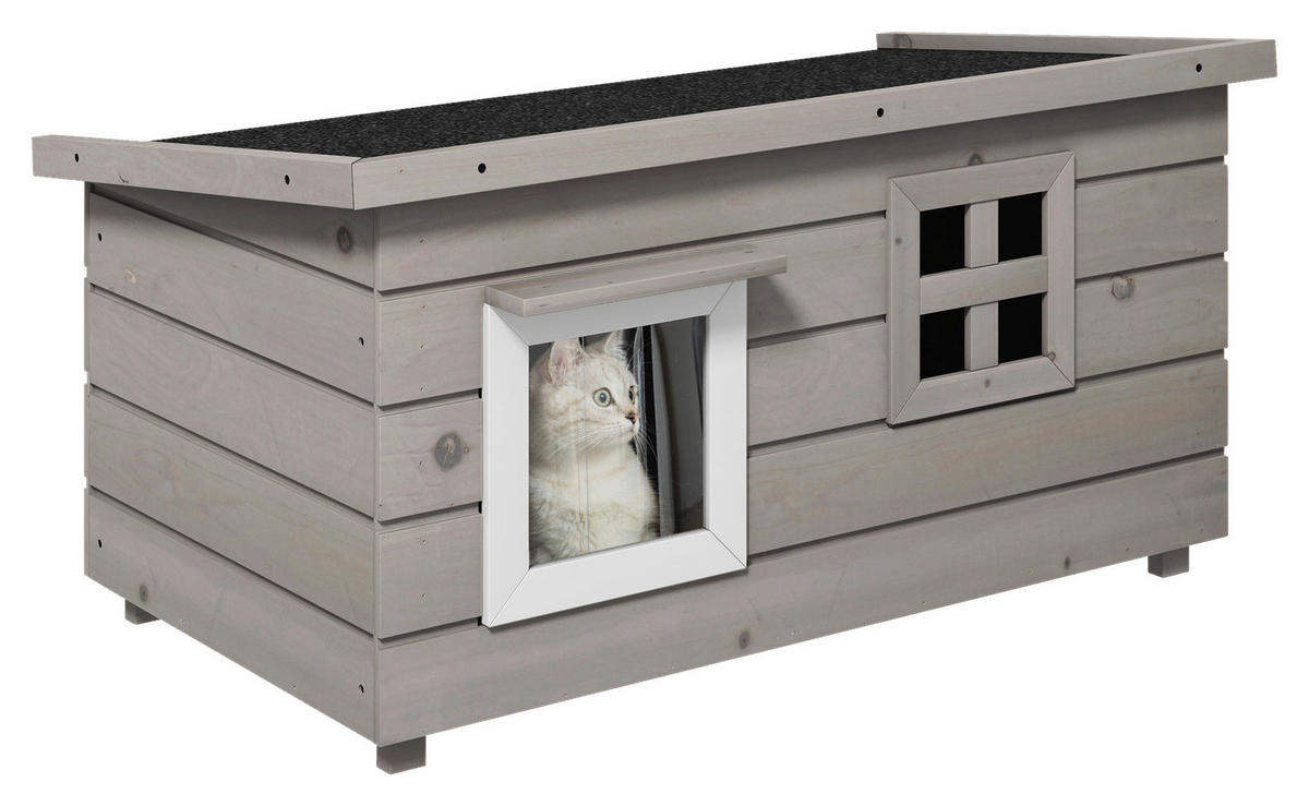 PawHut Katzen-Zubehör schwarz Edelstahl B/H/L: ca. 52x87x44 cm Katzenhaus - weiß/schwarz (44,00/52,00/87,00cm) - PawHut