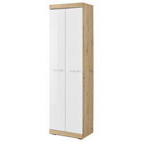 Garderobenschrank Nola Eiche Artisan Nachbildung weiß Hochglanz B/H/T: ca. 55x195x38 cm Nola - Eiche/weiß (55,00/195,00/38,00cm)