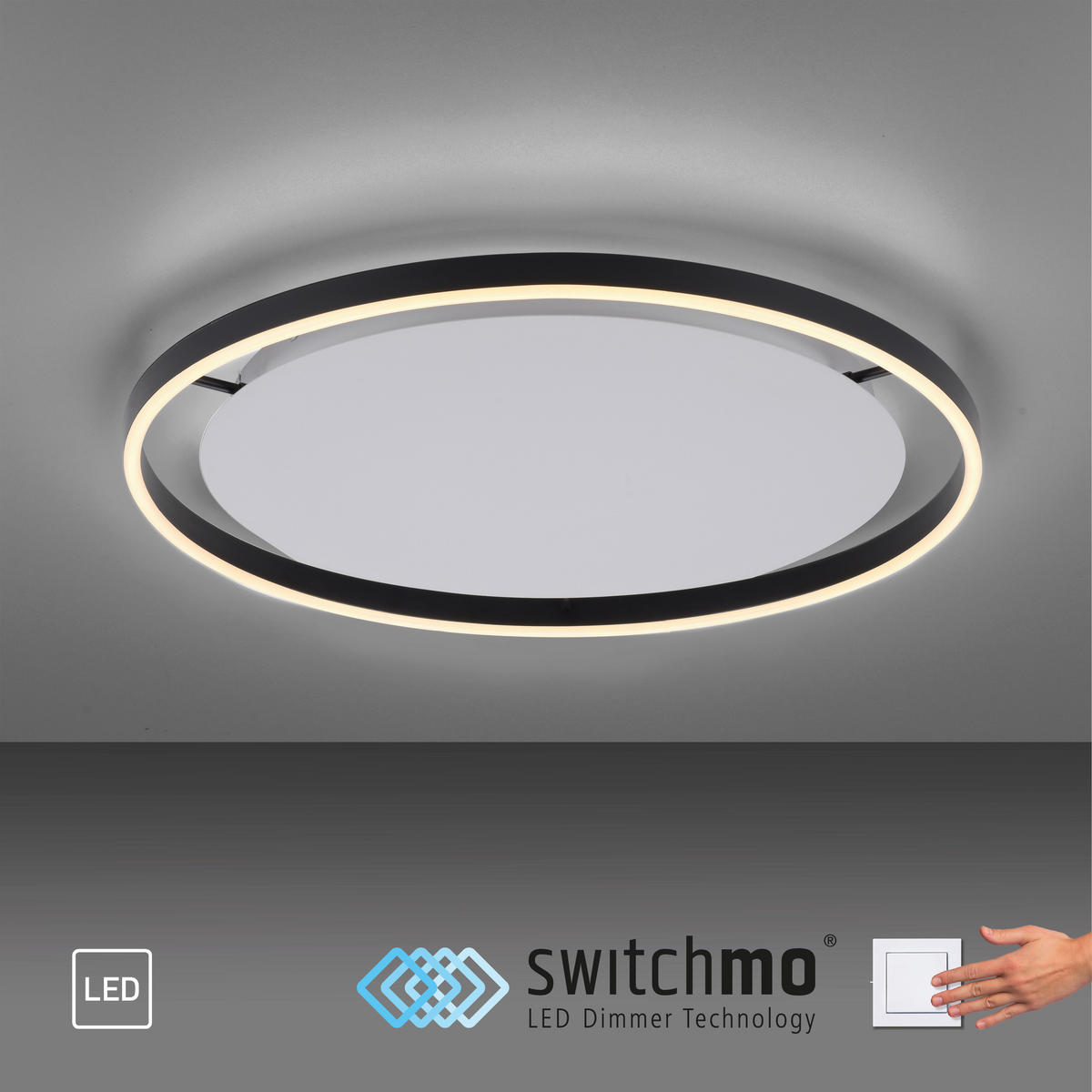 Just Light LED-Deckenleuchte RITUS 15392-13 weiß anthrazit Metall H/D: ca. 5,3x58,5 cm 1 Brennstellen RITUS - weiß/anthrazit (58,50/5,30cm) - Just Light