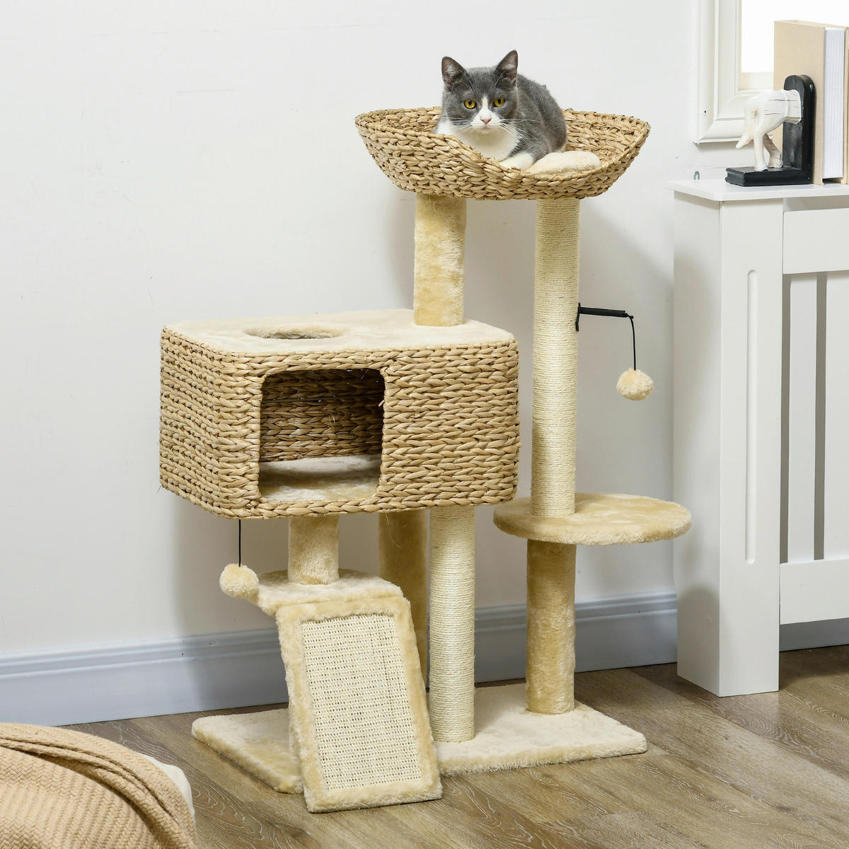 PawHut Kratzbaum beige Sisal B/H/L: ca. 40x98x60 cm Kratzbaum - beige (60,00/40,00/98,00cm) - PawHut