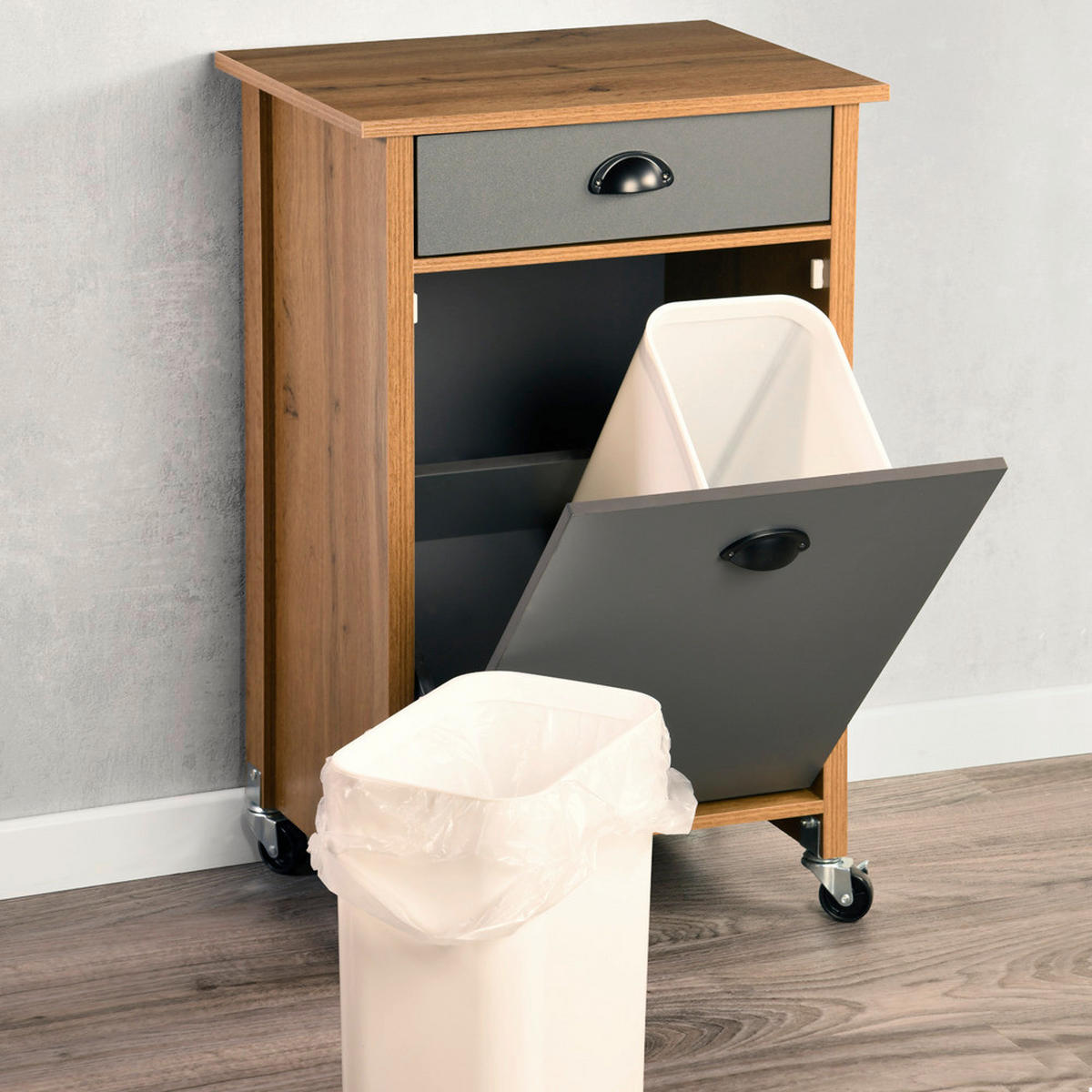 Kesper Küchenwagen Oak Holz B/H/T: ca. 50x79x37 cm Küchenwagen_inkl.Abfalleimer - Oak (50,00/79,00/37,00cm) - Kesper