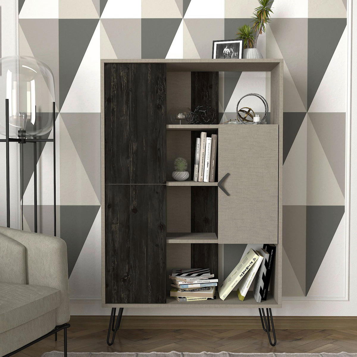 Regal Trenta Rebab grau B/H/T: ca. 90x144x31 cm Trenta - Rebab/grau (90,00/144,00/31,00cm) - moebel17