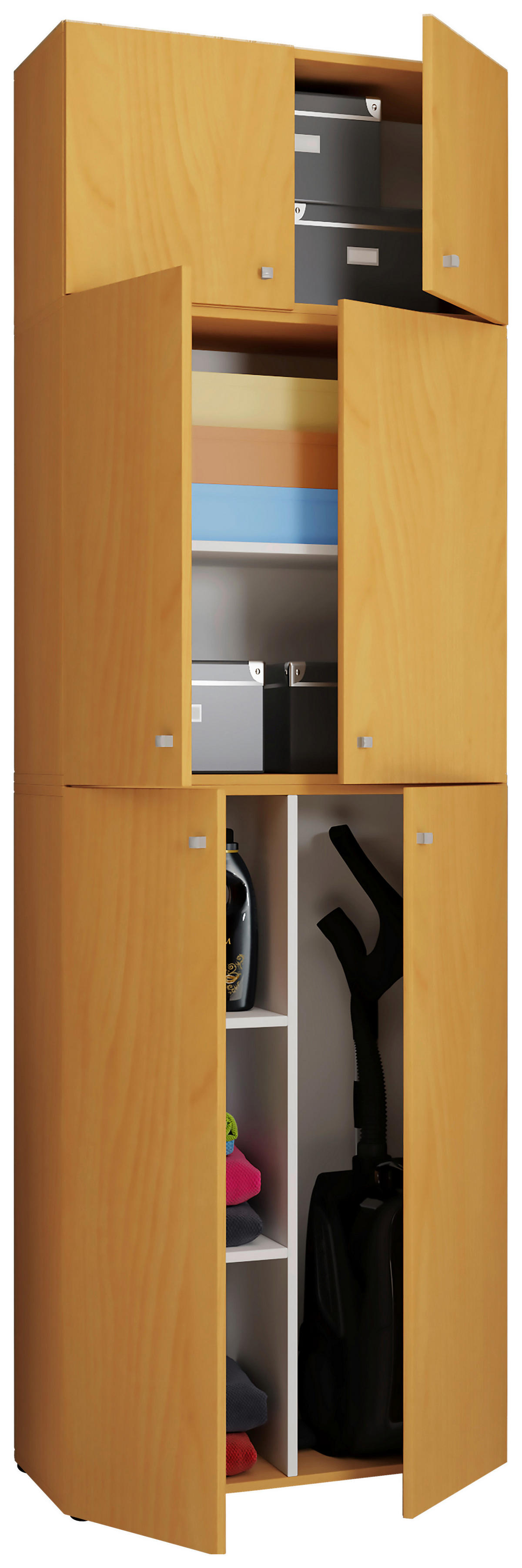 Putzschrank Lona buche Nachbildung weiß B/H/T: ca. 70x223x39 cm Lona - weiß/buche (70,00/223,00/39,00cm) - VCM Möbel