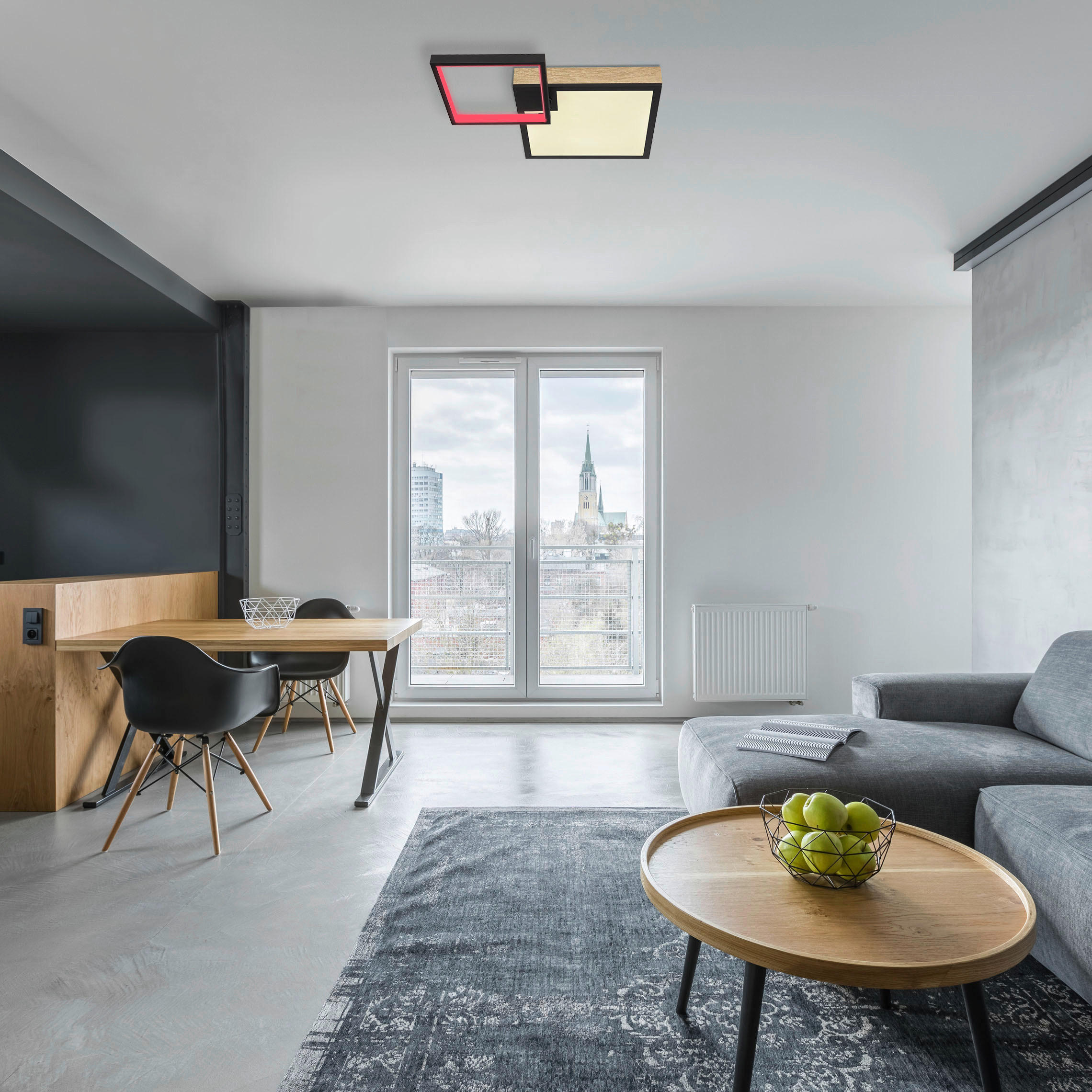 GLOBO LED-Deckenleuchte Opal schwarz Metall Acryl B/H/T: ca. 41x10x60 cm JACKY - schwarz/Opal (41,00/10,00/60,00cm) - GLOBO