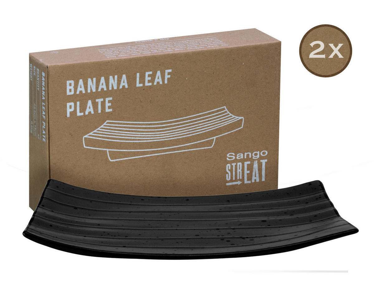 CreaTable Servierset Streat Banana Leaf schwarz Steingut Streat Banana Leaf - schwarz - CreaTable