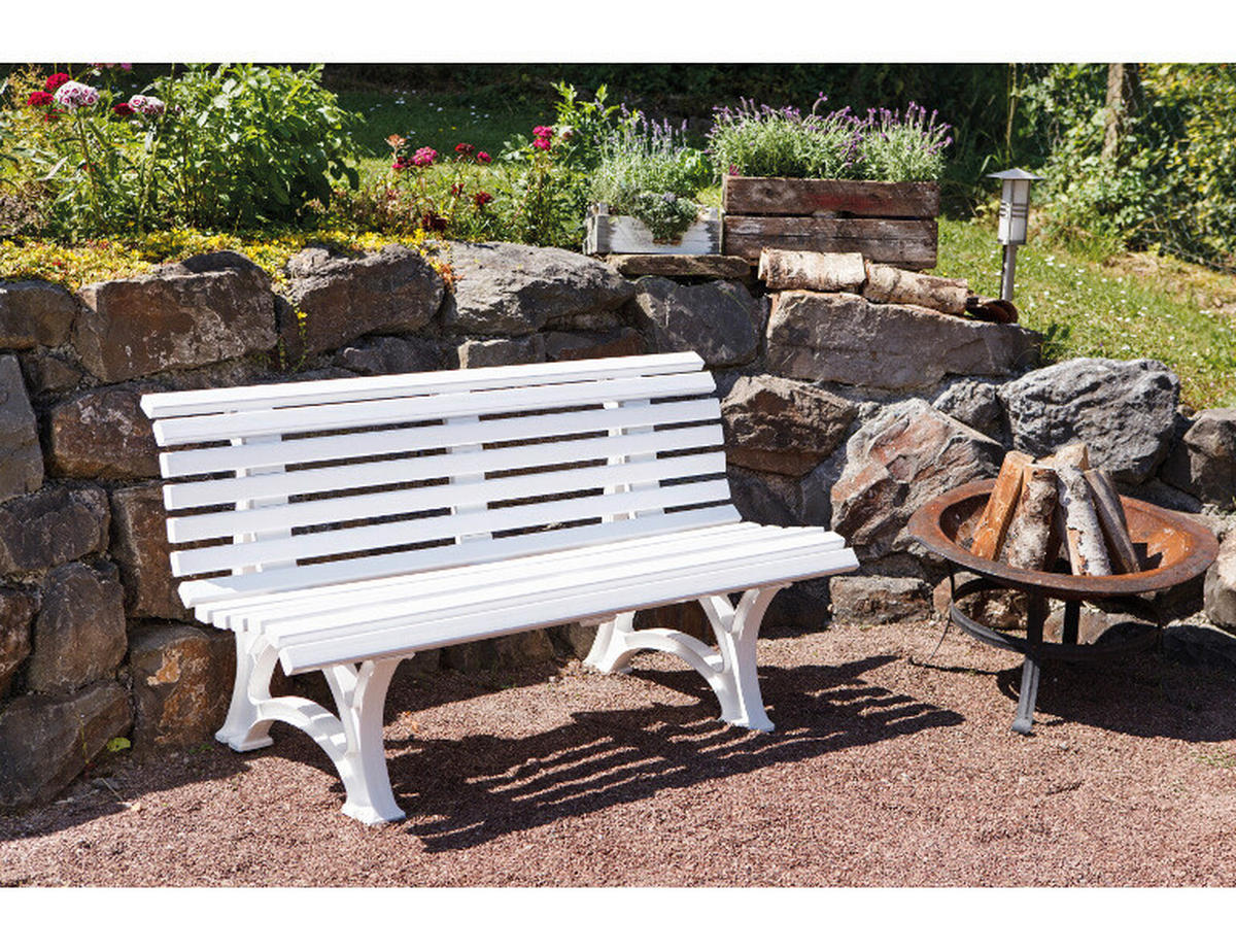 Blome Sitzbank Helgoland weiß Kunststoff B/H/L: ca. 64x80x150 cm Helgoland - weiß (150,00/64,00/80,00cm) - Blome