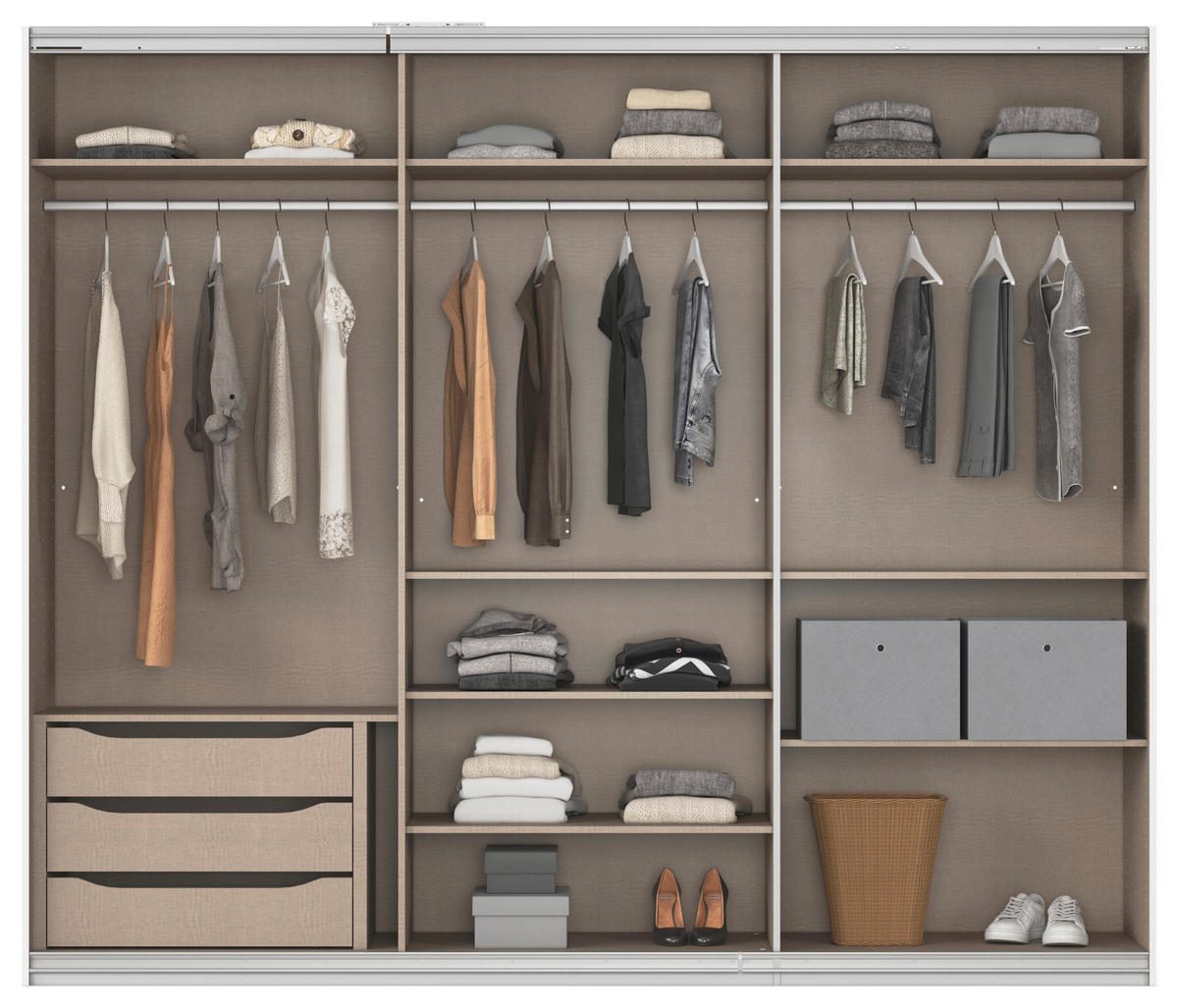 Kleiderschrank Kulmbach grau B/H/T: ca. 271x229x62 cm Kulmbach - Alu/grau (271,00/229,00/62,00cm)