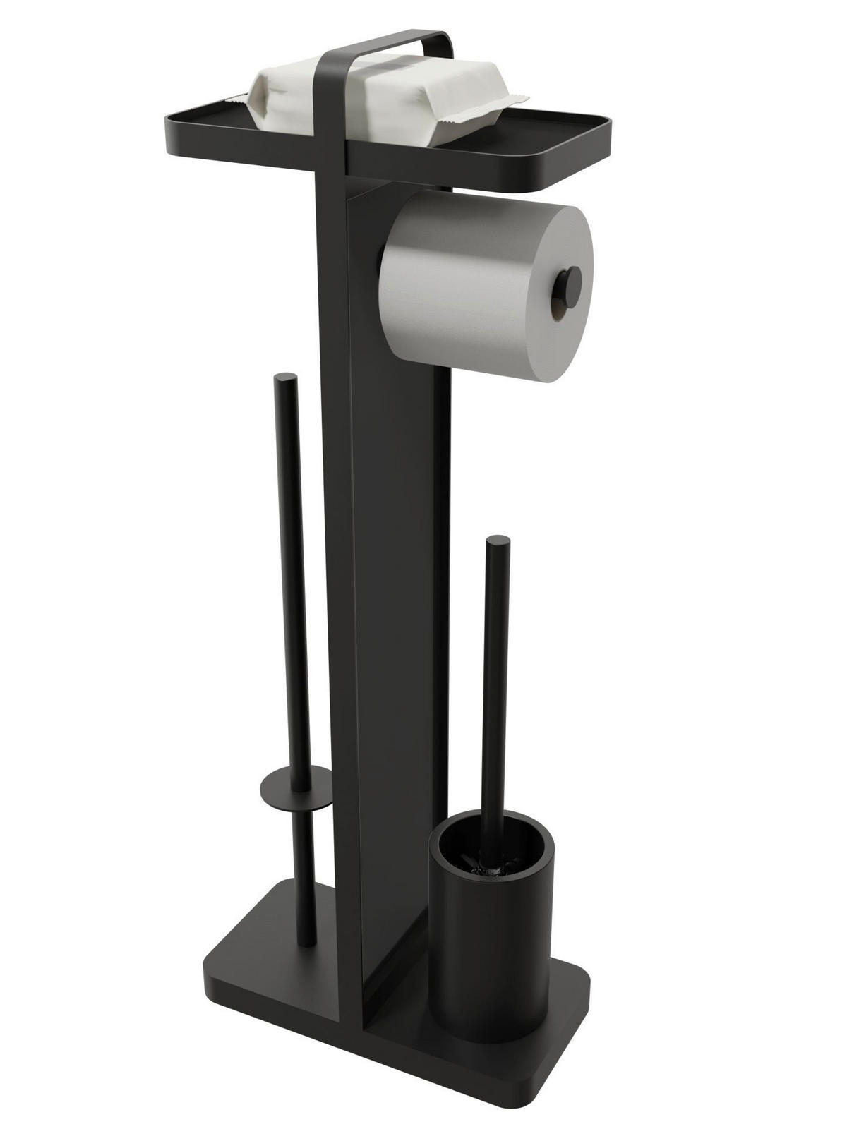 Stand-WC-Garnitur schwarz Glas Stand-WC-Garnitur_4in1 - schwarz (28,00/14,00/71,50cm)